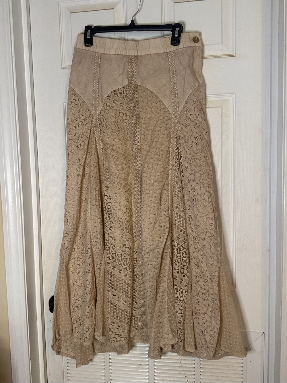 Young Threads Beige Lace Panel Maxi Skirt - Picture 2 of 5